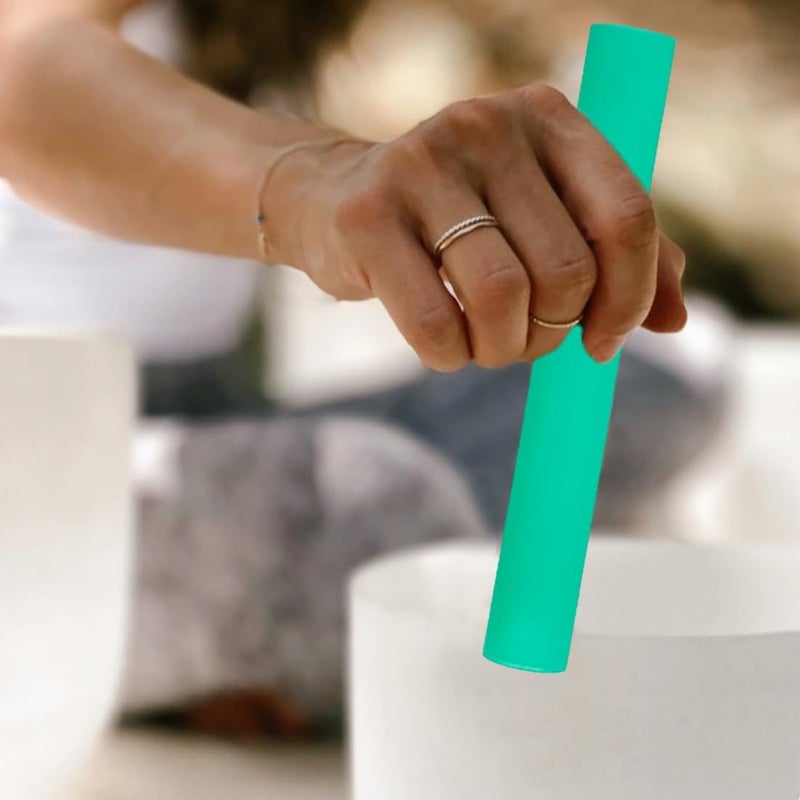 UPCEED Singing Bowl Mallet Hollow Acrylic Silicone Rubber Striker Mallet for Playing Quartz Crystal Singing Bowls with Bundle Pocket(Green) - Image 1